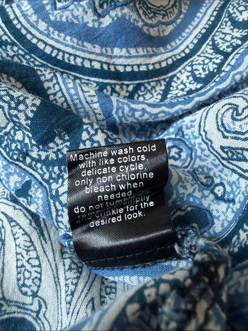 Cino Blue Paisley Buttondown Lightweight Cotton Collared Shirt Size Large - Picture 9 of 9